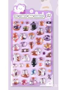 3D Embossed Gem Crystal Animal Stickers, Cute Decorative Stickers For Phone, Planner, DIY, Small Pattern Stickers