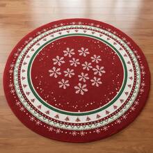 1pc Christmas Tree Skirt, Red, Holiday Atmosphere, Velvet Kitchen Rug Bathroom Decor - Red - View 3