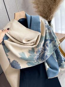 1 件女士优雅提花仿羊绒保暖围巾，时尚百搭空调房毯，秋冬优雅外套披肩，适合日常搭配 - 彩色 - 查看 6