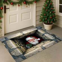 1 pièce Tapis décoratif de Noël en velours 3D Père Noël, tapis de Noël, tapis du Nouvel An, convient pour le salon, la salle à manger, le bureau, la chambre à coucher et autres décorations d'entrée, tapis de chambre à coucher, tapis de salon, tapis de bureau, tapis de salle de jeux, décoration personnalisée pour la maison, maison , nouvelle arrivée cette année, produit phare, toutes saisons, tissu amélioré, doux pour la peau, lavable en machine, facile à nettoyer