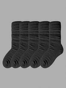 1/3/5/6 Paar Damen Overknee Strümpfe, Oberschenkel Socken, Rundhalssocken, einfarbige Kalbsledersocken, Strumpfhalter Socken, einfach und für alle Jahreszeiten geeignet, sehr passend für den täglichen Gebrauch