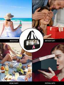 1个多功能PVC洗漱包，透明PVC化妆包，大容量化妆包，DIY字母设计化妆包，防水旅行收纳包，简约字母贴纸旅行化妆包，适用于化妆品、香水，适合海滩、学校、浴室、节日、母亲节、圣诞节等场合，是送给妈妈、家人、朋友的绝佳礼物，男女通用旅行洗漱包，浴室化妆包 - 黑色 - 查看 6