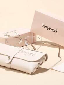1副 Verywork 金属椭圆形镜框透明镜片眼镜，复古休闲基础款奢华品牌设计师男女通用时尚透明眼镜，适合户外活动、驾驶、购物、高尔夫、商务休闲等场合，是理想的礼物之选。 - 無色 - 查看 7