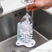 1pc Colorful Practical Cartoon - Style Suction Cup Dishwashing Brush For Kitchen Sink And Bathroom Tile Cleaning, Ideal For Young Couples And Home Cleaners