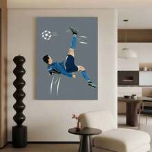 Framed 2D Canvas Modern Wall Art 1pc Ronaldo Bicycle Kick Packaging Wooden Frame Home Decoration Classic Decorative Art Style Suitable For Bedroom, Living Room, Coffee Shop, Dormitory, Bathroom, , Mother'S Day, Easter, Dormitory Decoration, Wall Fashionable Illustration - Đóng khung - Xem 4