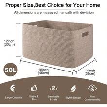 - Cesta de 75 litros, cesta de almacenamiento de manta tejida con asa, cesta de cuerda de algodn para organizar 55.88x 43.18x 30.48, cesta de manta para sala de estar, cesta de - amarillo + 18"x14"x12" - Ver 4