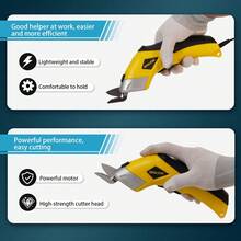 مقص كهربائي SNUOK سعة 2000 مللي أمبير، شفرات من الفولاذ المقاوم للصدأ للأقمشة والورق والجلد، أداة DIY لاسلكية، بطارية ليثيوم أيون 3.7 فولت، شحن عبر USB (لا يشمل محول)، يمكن الاستخدام أثناء الشحن - أصفر - مشاهدة 4