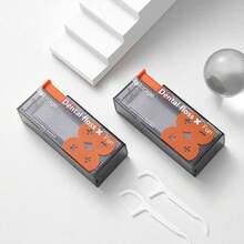 1 Piece Orange Portable Floss Dispenser, Floss Picks With 2025 Designed Bracket, Automatic Floss Organizer, Oral Care Press-Type Disposable Floss Sticks (Including 10 Pieces Of Floss), Suitable For Travel, Business Trips And Daily Use - 橘色 - 查看 8