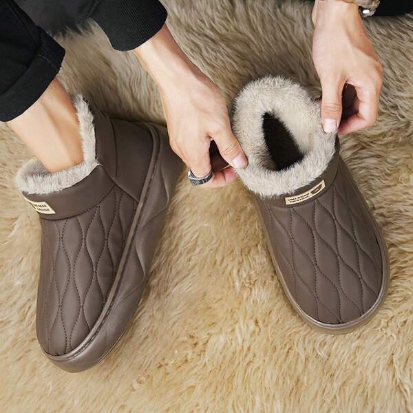 Botas de neve com forro térmico para uso externo, para inverno 2025, chinelos quentes para casa