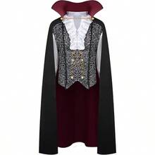 Spooktacular Creations Halloween Men Vampire CostumeHalloween Men's Vampire Cape Dracula Costume Men TAOWKI1 - 銀色+小號 - 查看 1