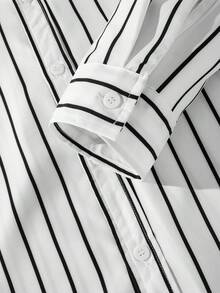 Camicia casual a maniche lunghe con righe "Old Money" da uomo, autunnale