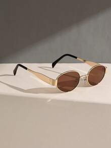 1pc/2pcs Fashion Metal Glasses Sets, Solid Color Pattern, Retro Style, Oval Frame, Suitable For Daily Use, Driving, Beach, Hiking, Party, Photography, Festivals, Great Gift, Fits Various Face Shapes, High Quality Glasses