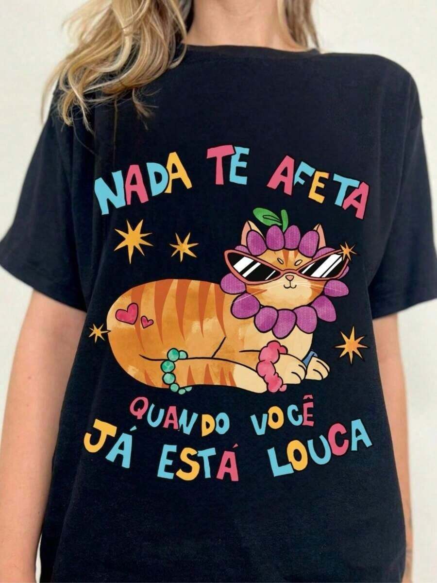 Nothing Affects You Cat T-Shirt - Black - Negro - Ver 1