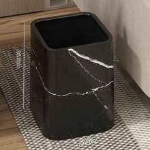 2025 New Marble Trash Can, Household Use For Living Room, Bathroom, Kitchen, Bedroom, Flip Cover Toilet Paper Holder, Hotel & Homestay, Luxury High Capacity Waste Bin