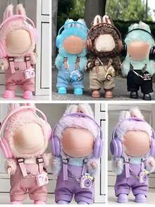 3pcs Plastic Doll Making Kit With Headphones Backpack And Shoes For Labubu, Cute Multicolor Miniature Fashion Set, DIY Craft Project For Students Teachers Bridesmaids And Friends, Perfect For Birthday Christmas Halloween Wedding Celebrations,