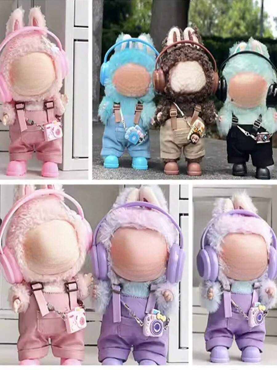 3pcs Plastic Doll Making Kit With Headphones Backpack And Shoes For Labubu, Cute Multicolor Miniature Fashion Set, DIY Craft Project For Students Teachers Bridesmaids And Friends, Perfect For Birthday Christmas Halloween Wedding Celebrations,