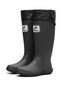 1 双柔软、可折叠、卷边、轻便高筒雨靴，女士及膝雨靴，男士户外徒步涉水鞋，沙滩涉水靴（尺码偏小一码）