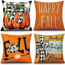 EstiloTendenciaJuego De 4 Fundas De Almohada De OtoñO De 18 X 18 Pulgadas, Funda De CojíN De Lino Para Sofá, PatróN Impreso A Doble Cara, Adecuado Para La DecoracióN Del Hogar (Estilo A)Calidad PremiumVersióN Mejorada - Estilo A - Ver 8