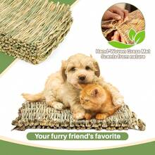 1pc Natural Water Grass Hand-Woven Braided Grass Ring, Suitable For Guinea Pigs, Hamsters And Other Small Pets To Chew And Play - Beige - View 11