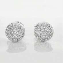 Rommanel 925 Silver Button Zirconia Earring - Silver - View 4