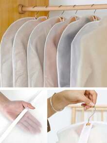 1/5pcs Translucent White PEVA Hanging Garment Storage Bags, Breathable Suit Covers, Unisex, Full-Length Zipper, Anti-Moth Anti-Dust Clothing Protector, Suitable For Winter Coats, Dresses, Suits, Closet Storage, Modern Minimalist Design Set - Multicolor - View 4