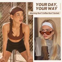 7 colores diadema de algodón, diadema deportiva + 7 bandas para el cabello, diadema elástica suave que absorbe el sudor para hombres y mujeres, adecuada para yoga, fitness, correr, ciclismo y gimnasia - 1 - Ver 9