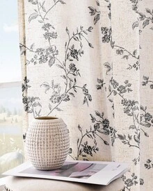 2 Pcs Beautiful Floral Design Sheer Curtains, Softness Cozy Privacy Curtains, Great Quality Elegant Vintage Gorgeous Curtains, Pretty Colors And Well Made Lightweight Curtains - 黑色 - 查看 3