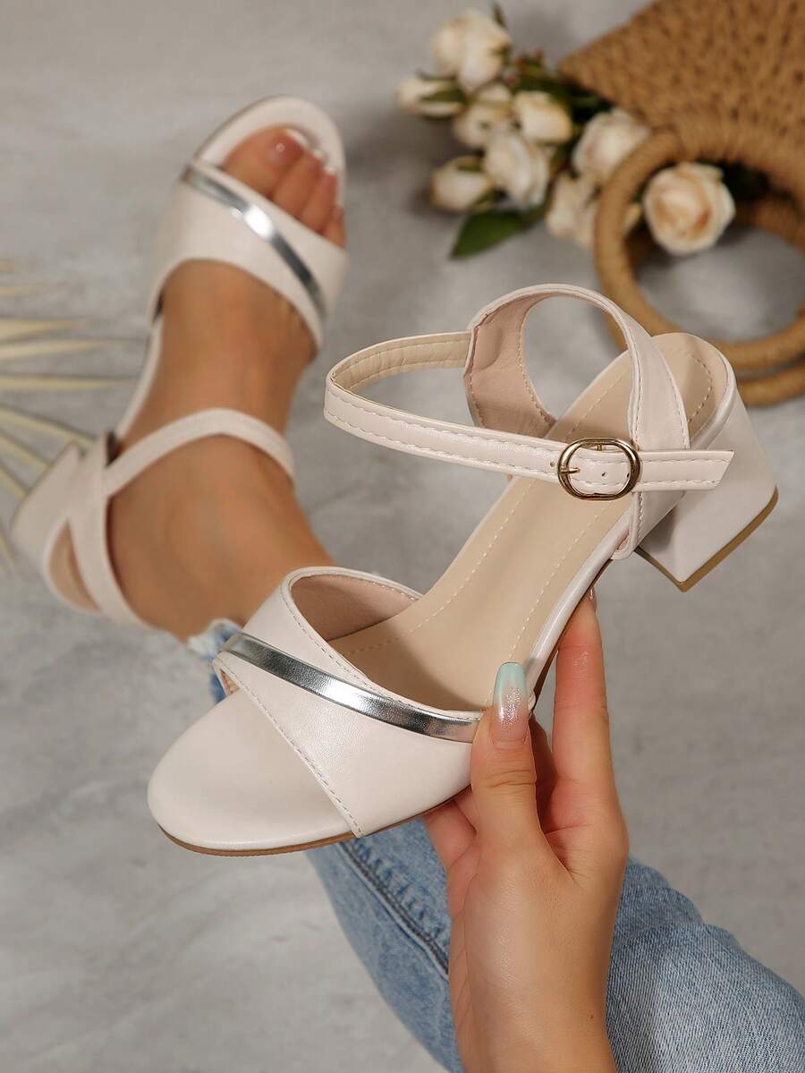 1 Paar Mädchen/Teenager einfarbige Glitzer-Sandaletten mit einem Riemen und Schnalle, runde Zehenkappe, 5cm Plateauabsatz, modisch, lässig, süß, bequem, Luxus-Absätze, geeignet für 15+ Jahre, Party, Campus, Strand, Frühling/Sommer