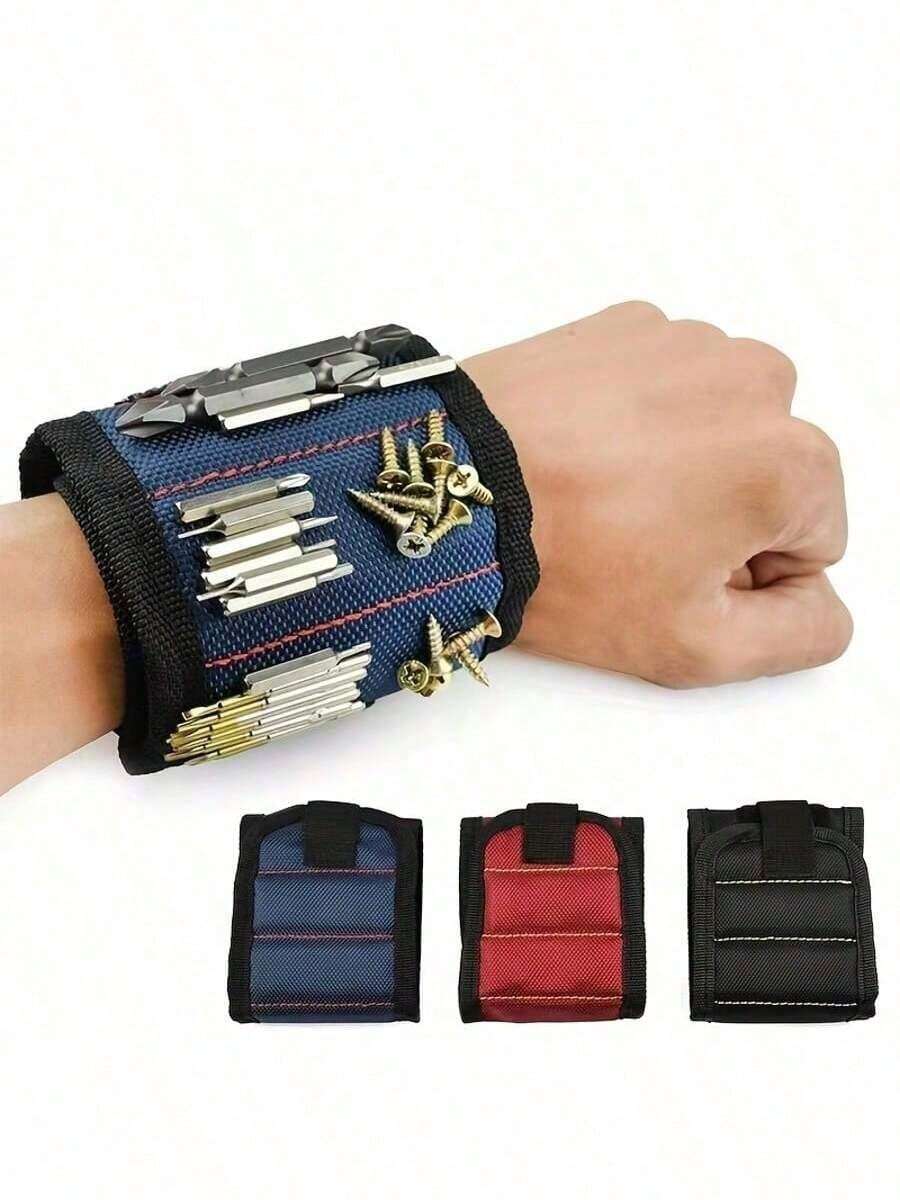 1PC Magnetic Bracelet With Strong Magnet To Hold Screws, Nails, Drill Bits, Small Tools, Etc. - Unique Gift For Men And Women. - Black - View 1