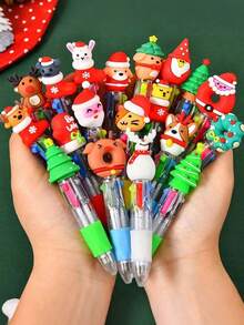 20 chiếc bút bi nhiều màu Giáng sinh ngẫu nhiên, 4 màu trong 1, bút bi hoạt hình dễ thương 0,7mm có thể thu vào dành cho ông già Noel, người tuyết, viết, tiệc tùng ngày lễ, đồ dùng học tập, phần thưởng cho học sinh - Nhiều màu - Xem 1