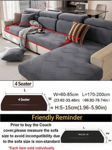 1 pieza Funda de sofá de unicolor y de felpa con cobertura completa, amigable con las mascotas, resistente a la suciedad, lavable, adecuada para todas las estaciones, decoración navideña y de Año Nuevo para el hogar, protector de sofá para sofás de 1/2/3/4 plazas