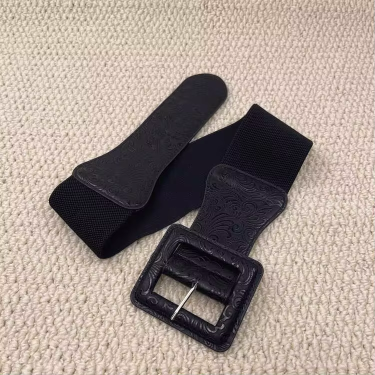 Women's Square Buckle Dress Belt , Fashionable PU Belt Suitable For Daily Use - Merah - View 17