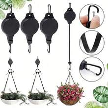 3 piezas Soporte ajustable para macetas de flores con altura regulable, soporte para plantas de interior con regulador de altura, estante colgante para balcón y plantas elevadas, herramienta de riego para un cuidado sencillo de plantas elevadas