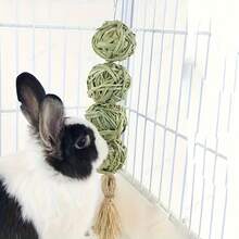 1pc Natural Water Grass Hand-Woven Braided Grass Ring, Suitable For Guinea Pigs, Hamsters And Other Small Pets To Chew And Play - Beige - View 5