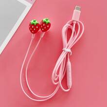 1 buah Earphone Kabel Tipe-C Warna Pink Baru, Aksesori DIY Lucu, Bentuk Balon Stroberi/Hati Merah, Dilengkapi Kontrol Volume, Mikrofon, Earphone Musik Telepon Panggilan Definisi Tinggi - Satu-Ukuran - View 10