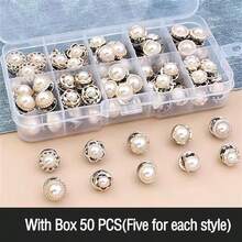 10/50 件女式衬衫胸针纽扣，带收纳盒，可拆卸无缝纽扣别针，安全迷你胸针，适用于女式毛衣、披肩、连衣裙、婚礼 DIY 项目（款式随机）