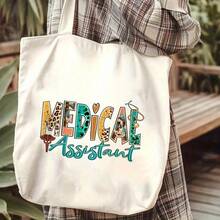 1pc Medical Assistant Tote Bag – Stylish Reusable Shopping Bag With "Medical Assistant" Design, Colorful Printed Accents & Stethoscope Graphic, Perfect Gift For Nurses, Travel & Daily Commuting, Polyester Material, Mixed Colors, Nurse Bag - 1pc - 查看 7
