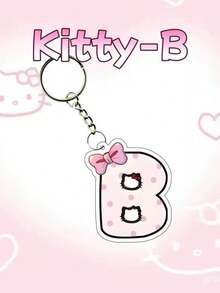 Sanrio 1 Hello Kitty Acrylic Keychain, 26 English Letters, Girl's Keychain With Various Cartoon Patterns Of Hello Kitty, Cute Bag Pendant, Car Keychain, Spelling Pendant, Perfect Birthday Gift, 2D Tablet, Winter Christmas Gift, Holiday Gift, Keychain, Cute Bag Pendant, Pen Bag Pendant. - Multicolor - View 5