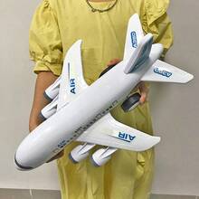 大型惯性客机模型玩具套装，白色飞机玩具套装，适合儿童，男孩DIY组装，圣诞节和新年礼物 - 白色 - 查看 2
