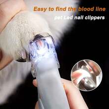 1 Pet Nail Clipper With LED Light, Stainless Steel Non-Slip Silicone Handle, Leakproof, For Dog Cat Grooming And Cleaning Tool