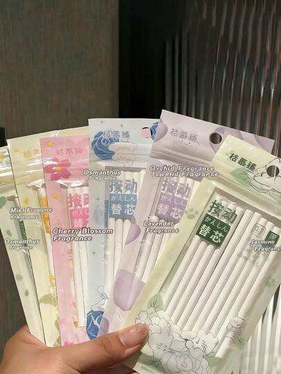 10 Stücke/Packung Nachfüll-Tintenpatronen für reibungsloses Schreiben mit Kugelschreibern, Minze, Osmanthus, Kirschblüte, Orchidee, Lavendel, Jasmin duftend, schnell trocknend