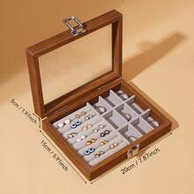 1 PC Jewelry Organizer Wooden Velvet Jewelry Tray Organizer Felt Jewelry Box Tray Holder With Clear Lid Storage Jewelry Tray Box For Necklace Stone Earring Bracelet Display Storage Organizer Box