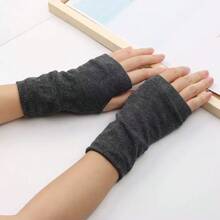 Solid Fingerless Gloves - Black - View 5