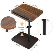 1pc Portable Adjustable Side Table/Laptop Table, 360° Rotation, Suitable For Home Office, Study, Sofa And Bedside Use, Stylish Design Workstation, Remote Worker, Mother'S Day, Christmas Gift - 深棕色(升級加固) - 查看 4
