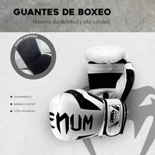 Guantes de Boxeo Venum Entrenamiento, Profesional, Resistencia, Comodidad, Alta Calidad, para Sparring, Kickboxing y Artes Marciales - Blanco - Ver 4