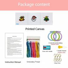 Christmas Series DIY Cross Stitch Kit | Keychain Pendant Craft Set (5pcs/3pcs Options) Includes Embroidery Hoop, Needles & Threads, 11CT Printed Fabric | Christmas Gift Decoration Pack 5pcs Printed Card Set Includes 11CT Embroidery Fabric, Needles & Threads, Christmas Decor Pendant, Handmade Gift