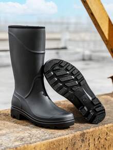 1 Pair Men's Mid-Calf Waterproof PVC Rain Boots, Durable For Beach, Water Activities, Rainy Days