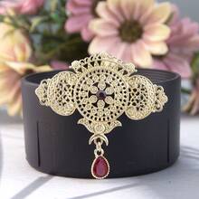 1 pezzo Elegante spilla mediorientale araba per hijab e scialli, gioiello tradizionale da sposa, pendente a goccia d'acqua con motivo floreale arabo traforato