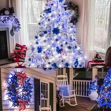 太阳能供电 LED 圣诞灯串 - 8 种模式，闪烁的仙女灯带光传感器，适合户外装饰，非常适合花园、露台、庭院和阳台 - 蓝色、白色、红色和绿色，圣诞装饰 - 紅綠色 - 查看 5