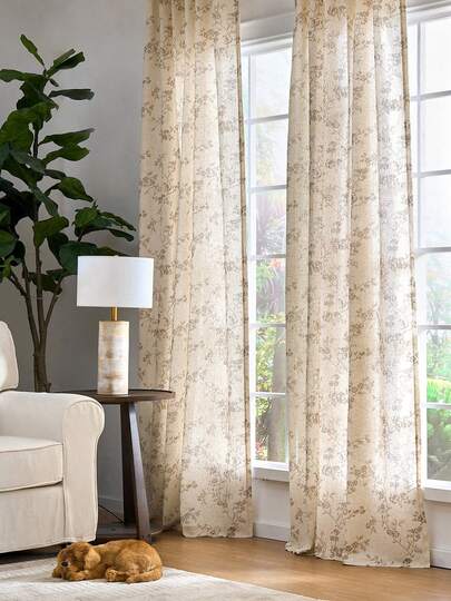 2 Pcs Beautiful Floral Design Sheer Curtains, Softness Cozy Privacy Curtains, Great Quality Elegant Vintage Gorgeous Curtains, Pretty Colors And Well Made Lightweight Curtains
